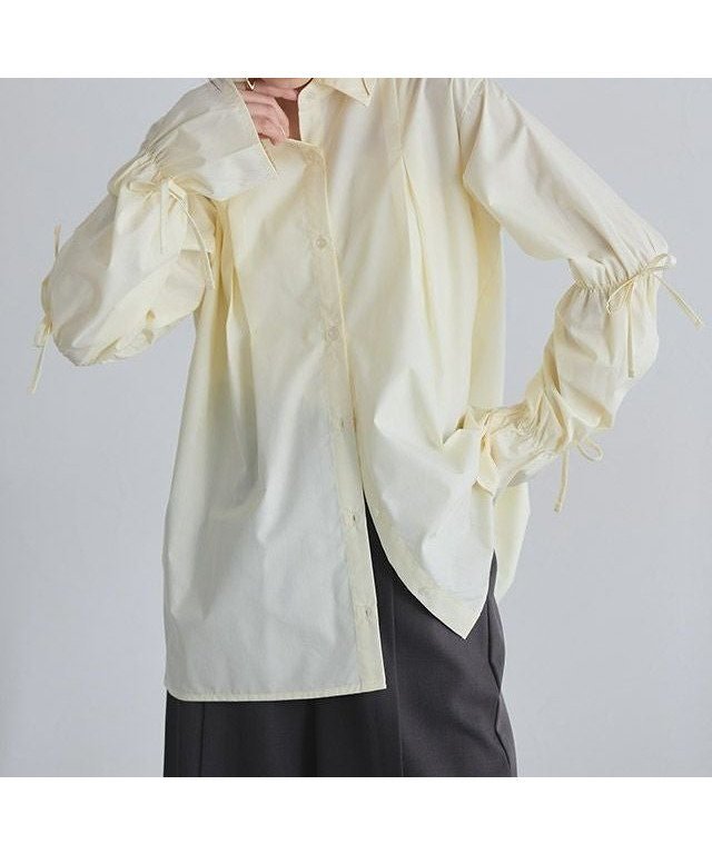 【ピエロ/Pierrot】のECLAM キャンディースリーブタックシャツ インテリア・キッズ・メンズ・レディースファッション・服の通販 founy(ファニー) 　ファッション　Fashion　レディースファッション　Fashion for Women　トップス・カットソー　Cut & Sew Tops　シャツ・ブラウス・オフィスカジュアル　Elegant Blouses & Button-Ups　おすすめ　Recommended / Our Picks　デニム　Denim, Jeans Material　プチプライス・低価格　Affordable / Budget Price　リボン　Ribbon, Bow　ワイド　Wide, Wide Fit　羽織　Haori, Light Jacket　[ECLAM]キャンディースリーブタックシャツ|ID: prp329100004880754 ipo3291000000036428577