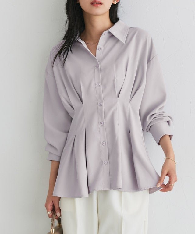 【ピエロ/Pierrot】のとろみウエストタックブラウス 人気、トレンドファッション・服の通販 founy(ファニー) 　ファッション　Fashion　レディースファッション　Fashion for Women　トップス・カットソー　Cut & Sew Tops　シャツ・ブラウス・オフィスカジュアル　Elegant Blouses & Button-Ups　とろみ　Fluid, Flowy Fabric　フレア　Flare, Flared　プチプライス・低価格　Affordable / Budget Price　エレガント 上品　Elegant　 other-1|ID: prp329100004880760 ipo3291000000036428593