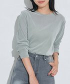 【ピエロ/Pierrot】のネックと柄が選べるロングスリーブシアーカットソー 162cm / ベロア / スモークブルー / クルーネック / M|ID: prp329100004886610 ipo3291000000036776345