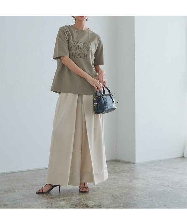 【ピエロ/Pierrot】のRASW 【コーデセット】ロゴT×プリーツパンツset インテリア・キッズ・メンズ・レディースファッション・服の通販 founy(ファニー) 　ファッション　Fashion　レディースファッション　Fashion for Women　セットアップ　Matching Sets　レディーストップス・ブラウス　Tops & Blouses / Assorted Women's Tops　レディースパンツ・ボトムス　Pants & Trousers / Bottoms　送料無料　Free Shipping　シンプル　Simple, Minimal　プチプライス・低価格　Affordable / Budget Price　プリーツ　Pleats, Pleated　ワイド　Wide, Wide Fit　ヴィンテージ　Vintage Style　166cm / カーキ×エクリュ / M|ID: prp329100004886629 ipo3291000000036484689