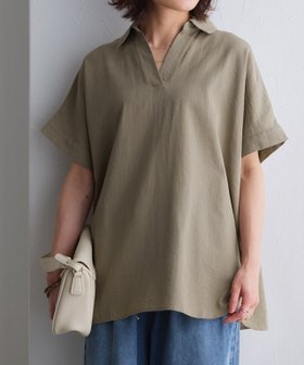 【ピエロ/Pierrot】 リネンタッチスキッパーオーバーブラウス人気、トレンドファッション・服の通販 founy(ファニー) ファッション Fashion レディースファッション Fashion for Women トップス・カットソー Cut & Sew Tops シャツ・ブラウス・オフィスカジュアル Elegant Blouses & Button-Ups スキッパー Skipper, Open Collar バランス Balance, Style Balance プチプライス・低価格 Affordable / Budget Price リネン Linen, Linen Fabric |ID:prp329100004886662