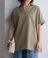 【ピエロ/Pierrot】のリネンタッチスキッパーオーバーブラウス 人気、トレンドファッション・服の通販 founy(ファニー) ファッション Fashion レディースファッション Fashion for Women トップス・カットソー Cut & Sew Tops シャツ・ブラウス・オフィスカジュアル Elegant Blouses & Button-Ups スキッパー Skipper, Open Collar バランス Balance, Style Balance プチプライス・低価格 Affordable / Budget Price リネン Linen, Linen Fabric |ID:prp329100004886662