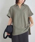 【ピエロ/Pierrot】のリネンタッチスキッパーオーバーブラウス 大人の最旬トレンドファッション＆コーディネート founy(ファウニー) ファッション Fashion レディースファッション Fashion for Women トップス・カットソー Cut & Sew Tops シャツ・ブラウス・オフィスカジュアル Elegant Blouses & Button-Ups スキッパー Skipper, Open Collar バランス Balance, Style Balance プチプライス・低価格 Affordable / Budget Price リネン Linen, Linen Fabric thumbnail 163cm / ライトカーキ / M|ID: prp329100004886662 ipo3291000000037057627