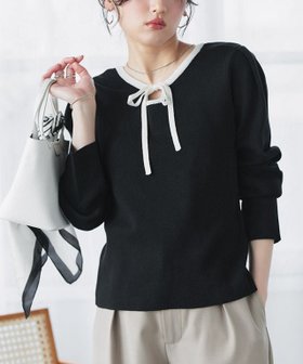 【ピエロ/Pierrot】の前後2wayパフスリーブニット 人気、トレンドファッション・服の通販 founy(ファニー) ファッション Fashion レディースファッション Fashion for Women トップス・カットソー Cut & Sew Tops ニット Knit Tops & Sweaters バランス Balance, Style Balance プチプライス・低価格 Affordable / Budget Price リボン Ribbon, Bow |ID:prp329100004890439