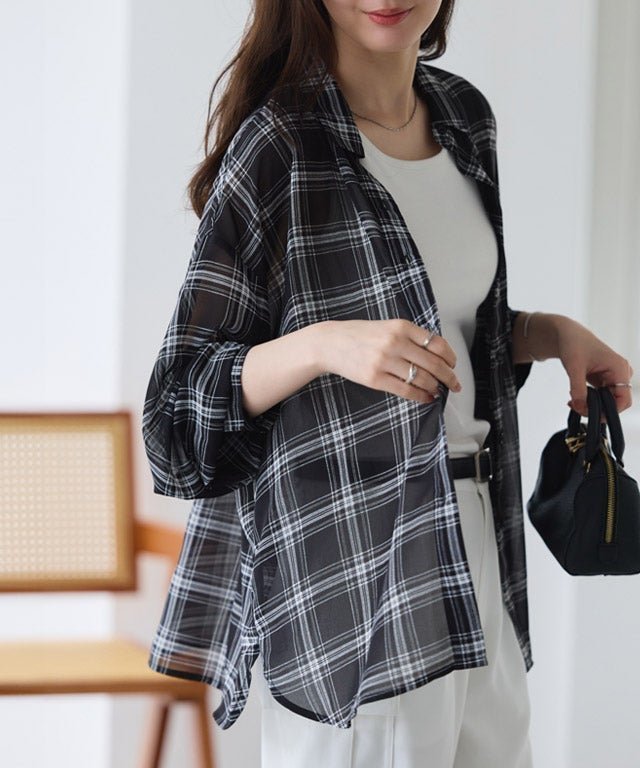 【ピエロ/Pierrot】のシアーチェックオーバーシャツ インテリア・キッズ・メンズ・レディースファッション・服の通販 founy(ファウニー) https://founy.com/ ファッション Fashion レディースファッション Fashion for Women トップス・カットソー Cut & Sew Tops シャツ・ブラウス・オフィスカジュアル Elegant Blouses & Button-Ups シアー Sheer, See-Through チェック Check, Plaid, Tartan トレンド Trend, Trending Now プチプライス・低価格 Affordable / Budget Price 夏 Summer |ID: prp329100004890452 ipo3291000000037388263