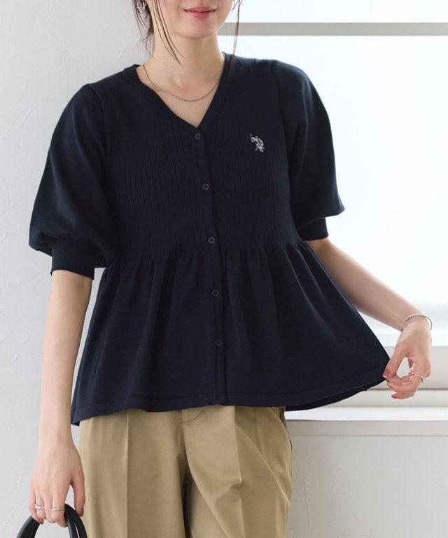 【ピエロ/Pierrot】の【U.S.POLO ASSN.】パフスリーブペプラムニットカーディガン 人気、トレンドファッション・服の通販 founy(ファニー) 　ファッション　Fashion　レディースファッション　Fashion for Women　トップス・カットソー　Cut & Sew Tops　ニット　Knit Tops & Sweaters　カーディガン・羽織り　Layered Style Cardigans　スリーブ　Sleeve, Long Sleeve / Short Sleeve　フェミニン　Feminine, Girly　プチプライス・低価格　Affordable / Budget Price　ペプラム　Peplum, Flared Hem　 other-1|ID: prp329100004904340 ipo3291000000036710839
