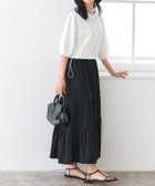 【ピエロ/Pierrot】の撥水ドッキングティアードワンピース 162cm / オフホワイト×ブラック / M|ID:prp329100004913281