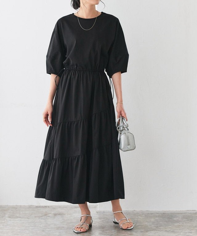 【ピエロ/Pierrot】の撥水ドッキングティアードワンピース インテリア・キッズ・メンズ・レディースファッション・服の通販 founy(ファウニー) https://founy.com/ ファッション Fashion レディースファッション Fashion for Women ワンピース Dresses 送料無料 Free Shipping カットソー Cut and Sewn Top スリーブ Sleeve, Long Sleeve / Short Sleeve タフタ Taffeta, Structured Fabric ドッキング Docking, Mixed Material プチプライス・低価格 Affordable / Budget Price |ID: prp329100004913281 ipo3291000000037288729