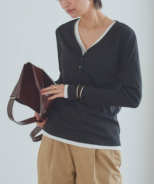 【ピエロ/Pierrot】のRASW ヘンリーネックテレコリブカットソー インテリア・キッズ・メンズ・レディースファッション・服の通販 founy(ファニー) 　ファッション　Fashion　レディースファッション　Fashion for Women　トップス・カットソー　Cut & Sew Tops　カットソー・ベーシックTシャツ　Cut-and-Sewn Tops / Stretch Tees & Basics　インナー　Innerwear　ジャケット　Jacket, Outerwear　プチプライス・低価格　Affordable / Budget Price　[RASW]ヘンリーネックテレコリブカットソー|ID: prp329100004913344 ipo3291000000036821122