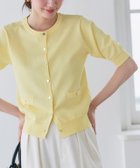【ピエロ/Pierrot】の【接触冷感/UV/ウォッシャブル】メタルボタンパフスリーブニットカーディガン 167cm / イエロー / M|ID:prp329100004926216