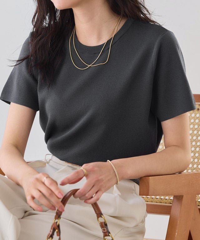 【ピエロ/Pierrot】の機能付きシンプルニット インテリア・キッズ・メンズ・レディースファッション・服の通販 founy(ファニー) 　ファッション　Fashion　レディースファッション　Fashion for Women　トップス・カットソー　Cut & Sew Tops　ニット　Knit Tops & Sweaters　ウォッシャブル　Machine Washable　コンパクト　Compact, Small Size　シンプル　Simple, Minimal　バランス　Balance, Style Balance　プチプライス・低価格　Affordable / Budget Price　162cm / チャコール / M|ID: prp329100004926237 ipo3291000000036964540