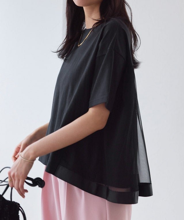 【ピエロ/Pierrot】のバックフレアチュールドッキングTシャツ インテリア・キッズ・メンズ・レディースファッション・服の通販 founy(ファウニー) https://founy.com/ ファッション Fashion レディースファッション Fashion for Women トップス・カットソー Cut & Sew Tops シャツ・ブラウス・オフィスカジュアル Elegant Blouses & Button-Ups ロングTシャツ・Tシャツ Longline T-Shirts & Tees 送料無料 Free Shipping カットソー Cut and Sewn Top シンプル Simple, Minimal チュール Tulip, Tulip Motif フェミニン Feminine, Girly フロント Front, Front Design プチプライス・低価格 Affordable / Budget Price |ID: prp329100004931826 ipo3291000000037094660