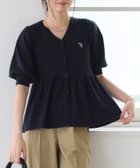【ピエロ/Pierrot】の【U.S.POLO ASSN.】パフスリーブペプラムニットカーディガン 167cm / ネイビー×オフホワイト / M|ID: prp329100004931837 ipo3291000000037288840