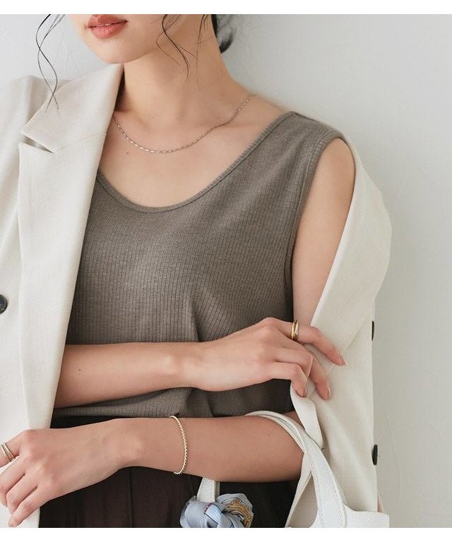 【ピエロ/Pierrot】の【一部予約】【TVスタイリスト りささんコラボアイテム】選べる多機能リブタンクトップ[Pierrot] インテリア・キッズ・メンズ・レディースファッション・服の通販 founy(ファニー) 　ファッション　Fashion　レディースファッション　Fashion for Women　トップス・カットソー　Cut & Sew Tops　送料無料　Free Shipping　スクエア　Square, Square Shape　バランス　Balance, Style Balance　フィット　Fit, Slim Fit　プチプライス・低価格　Affordable / Budget Price　ラウンド　Round, Round Neck　吸水　Absorbent, Quick-Dry　抗菌　Antibacterial, Bacteria-Resistant　162cm / 木影 / モカ / Uネック / M|ID: prp329100004932789 ipo3291000000037024689