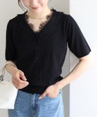 【ピエロ/Pierrot】のレース付きニットカーディガン 人気、トレンドファッション・服の通販 founy(ファニー) ファッション Fashion レディースファッション Fashion for Women トップス・カットソー Cut & Sew Tops ニット Knit Tops & Sweaters カーディガン・羽織り Layered Style Cardigans カーディガン Cardigan, Knitwear シンプル Simple, Minimal トレンド Trend, Trending Now プチプライス・低価格 Affordable / Budget Price レース Lace, Lace Fabric thumbnail 163cm / ブラック / M|ID: prp329100004938410 ipo3291000000037057655