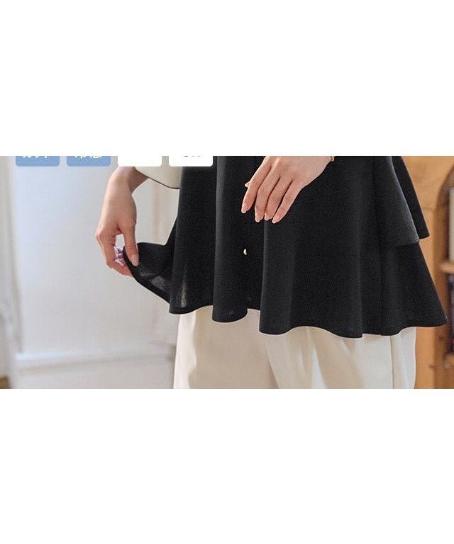 【ピエロ/Pierrot】の【接触冷感/UV/ウォッシャブル】バックフレアVネックTブラウス インテリア・キッズ・メンズ・レディースファッション・服の通販 founy(ファニー) 　ファッション　Fashion　レディースファッション　Fashion for Women　トップス・カットソー　Cut & Sew Tops　シャツ・ブラウス・オフィスカジュアル　Elegant Blouses & Button-Ups　Vネックトップス　V-Neck Tops / V-Cut Neckline Shirts　送料無料　Free Shipping　ウォッシャブル　Machine Washable　カットソー　Cut and Sewn Top　ジョーゼット　Georgette, Semi-Sheer Fabric　フェミニン　Feminine, Girly　フレア　Flare, Flared　プチプライス・低価格　Affordable / Budget Price　【接触冷感/UV/ウォッシャブル】バックフレアVネックTブラウス|ID: prp329100004956718 ipo3291000000037193144