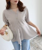 【ピエロ/Pierrot】の【接触冷感/UV/ウォッシャブル】バックフレアVネックTブラウス 163cm / グレー / M|ID: prp329100004956718 ipo3291000000037193146