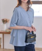 【ピエロ/Pierrot】の【接触冷感/UV/ウォッシャブル】バックフレアVネックTブラウス 163cm / ブルー / M|ID: prp329100004956718 ipo3291000000037193149