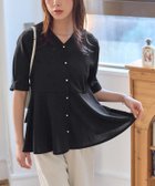 【ピエロ/Pierrot】の【A会場】【接触冷感/UV/ウォッシャブル】バックフレアVネックTブラウス 163cm / ブラック / M|ID: prp329100004956718 ipo3291000000037388330