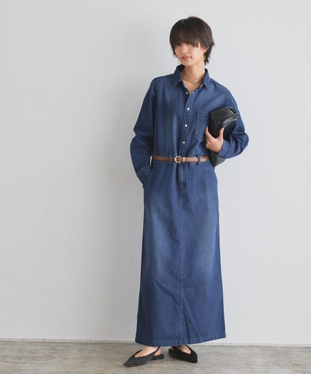 【ピエロ/Pierrot】のRASW デニムシャツワンピース インテリア・キッズ・メンズ・レディースファッション・服の通販 founy(ファウニー) 　ファッション　Fashion　レディースファッション　Fashion for Women　ワンピース　Dresses　シャツワンピース / 1枚で着映えコーデ　Shirt Dresses　送料無料　Free Shipping　デニム　Denim, Jeans Material　プチプライス・低価格　Affordable / Budget Price　ロング　Long, Long-Length　166cm / ブルー / M|ID: prp329100004971503 ipo3291000000037281446