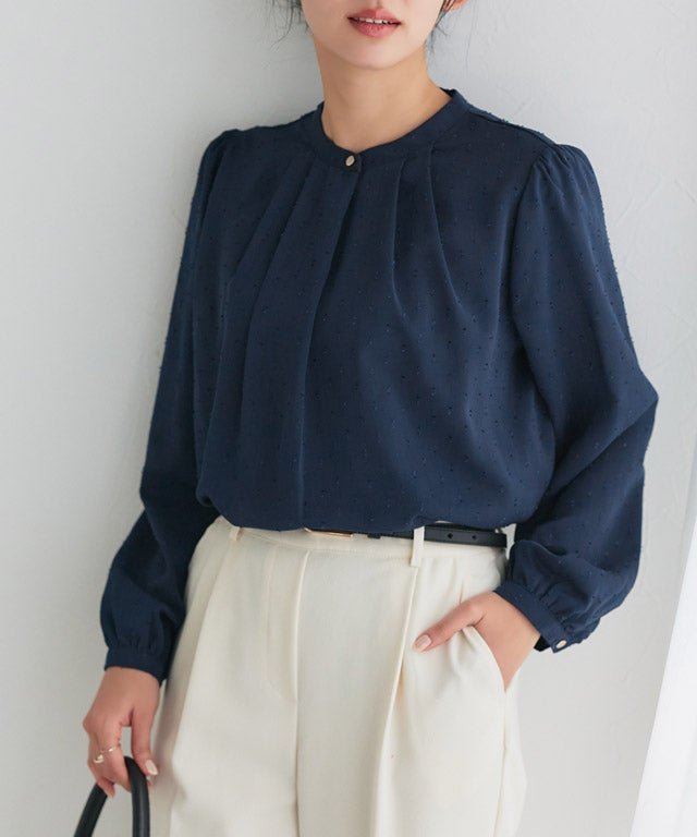 【ピエロ/Pierrot】の【D会場】タックデザインドビーシフォンブラウス インテリア・キッズ・メンズ・レディースファッション・服の通販 founy(ファウニー) https://founy.com/ ファッション Fashion レディースファッション Fashion for Women トップス・カットソー Cut & Sew Tops シャツ・ブラウス・オフィスカジュアル Elegant Blouses & Button-Ups シフォン Chiffon, Lightweight Fabric ジャケット Jacket, Outerwear スラックス Slacks, Dress Pants スリーブ Sleeve, Long Sleeve / Short Sleeve タイトスカート Pencil Skirt, Tight Skirt ドット Polka Dot, Dot Pattern プチプライス・低価格 Affordable / Budget Price エレガント 上品 Elegant |ID: prp329100004971546 ipo3291000000037281650