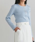 【ピエロ/Pierrot】の多機能ゴールドボタンヘンリーネックニット 162cm / ライトブルー / M|ID: prp329100004971557 ipo3291000000037281697