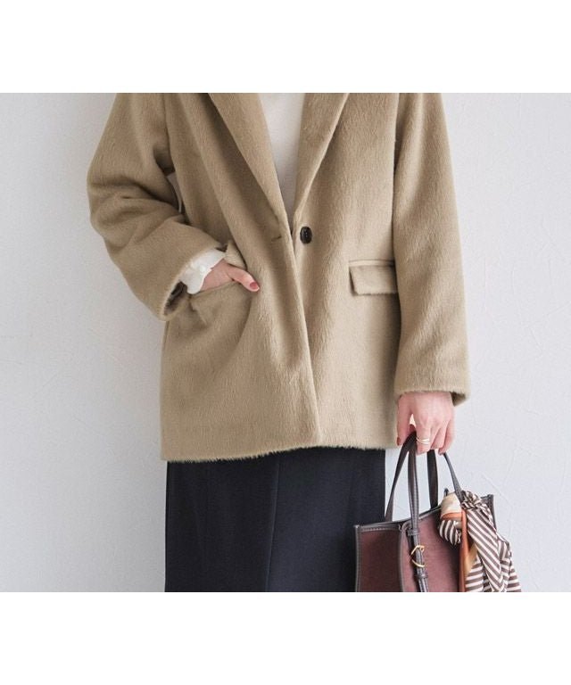 【ピエロ/Pierrot】のシャギーテーラードジャコット インテリア・キッズ・メンズ・レディースファッション・服の通販 founy(ファウニー) 　ファッション　Fashion　レディースファッション　Fashion for Women　アウター　Coat / Outerwear Collection　レディースジャケット・軽アウター　Jackets　インナー　Innerwear　デニム　Denim, Jeans Material　トレンド　Trend, Trending Now　プチプライス・低価格　Affordable / Budget Price　167cm / ベージュ / M|ID: prp329100004971608 ipo3291000000037281912