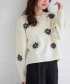 【ピエロ/Pierrot】のフラワー刺繍ニット 167cm / アイボリー×チャコール / M|ID: prp329100004971620 ipo3291000000037281963