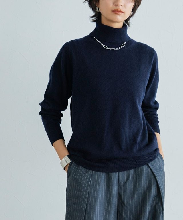【ピエロ/Pierrot】のRASW カシミヤタートルネックニット インテリア・キッズ・メンズ・レディースファッション・服の通販 founy(ファウニー) 　ファッション　Fashion　レディースファッション　Fashion for Women　トップス・カットソー　Cut & Sew Tops　ニット　Knit Tops & Sweaters　タートルネック・ハイネックトップス　Turtlenecks & High-Neck Tops　送料無料　Free Shipping　シンプル　Simple, Minimal　タートルネック　Turtleneck, High Neck　プチプライス・低価格　Affordable / Budget Price　ベーシック　Basic, Essential　ボトム　Bottoms, Lower Wear　エレガント 上品　Elegant　166cm / ネイビー / M|ID: prp329100004971644 ipo3291000000037282085