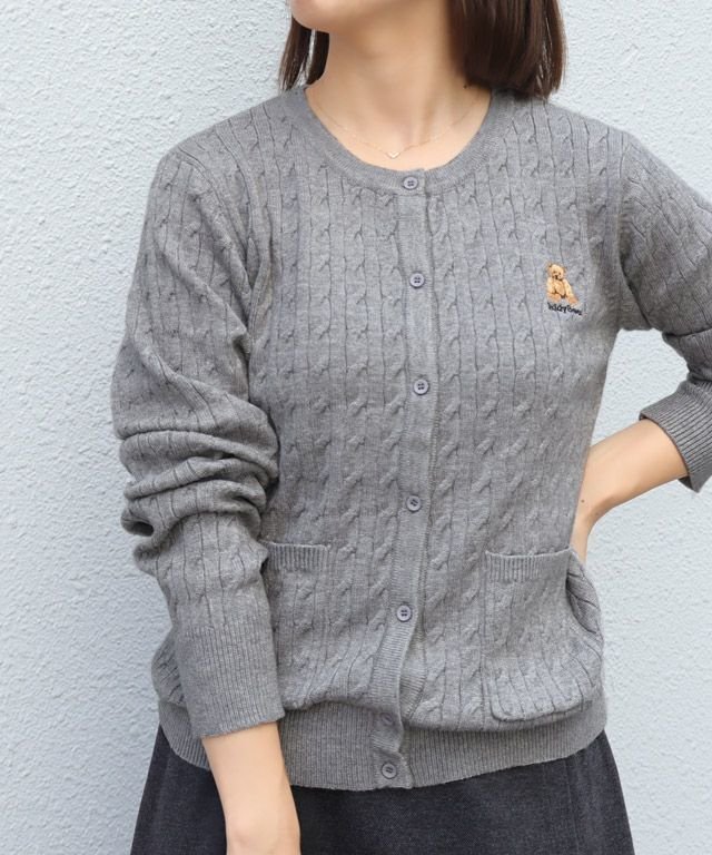 【ピエロ/Pierrot】のTeddyBear ケーブルポケットニットカーディガン インテリア・キッズ・メンズ・レディースファッション・服の通販 founy(ファウニー) 　ファッション　Fashion　レディースファッション　Fashion for Women　トップス・カットソー　Cut & Sew Tops　ニット　Knit Tops & Sweaters　カーディガン・羽織り　Layered Style Cardigans　カーディガン　Cardigan, Knitwear　トレンド　Trend, Trending Now　プチプライス・低価格　Affordable / Budget Price　ベーシック　Basic, Essential　エレガント 上品　Elegant　150cm / 杢グレー / M|ID: prp329100004971836 ipo3291000000037282833
