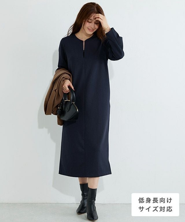 【ピエロ/Pierrot】の【アウトレットSALE!】2wayキーネックポンチワンピース インテリア・キッズ・メンズ・レディースファッション・服の通販 founy(ファウニー) 　ファッション　Fashion　レディースファッション　Fashion for Women　ワンピース　Dresses　アウトレット　Outlet / Clearance　おすすめ　Recommended / Our Picks　インナー　Innerwear　ストレート　Straight, Straight Cut　スリット　Slit, Slit Detail　フロント　Front, Front Design　プチプライス・低価格　Affordable / Budget Price　エレガント 上品　Elegant　2wayキーネックポンチワンピース|ID: prp329100004971841 ipo3291000000037282860