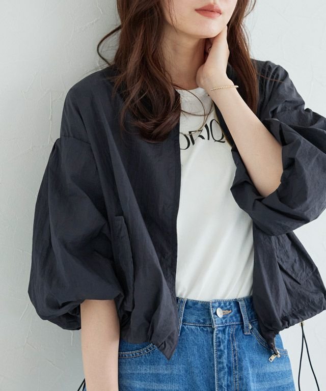 【ピエロ/Pierrot】の【A会場】バルーンスリーブブルゾン インテリア・キッズ・メンズ・レディースファッション・服の通販 founy(ファウニー) 　ファッション　Fashion　レディースファッション　Fashion for Women　アウター　Coat / Outerwear Collection　レディースジャケット・軽アウター　Jackets　ブルゾンジャケット・スポーティアウター　Blouson Jackets　送料無料　Free Shipping　おすすめ　Recommended / Our Picks　ジップ　Zip, Zipper　スリーブ　Sleeve, Long Sleeve / Short Sleeve　バルーン　Balloon, Balloon Silhouette　フェミニン　Feminine, Girly　ブルゾン　Blouson, Bomber Jacket　プチプライス・低価格　Affordable / Budget Price　ワッシャー　Washer, Crinkled Finish　羽織　Haori, Light Jacket　167cm / ネイビー / M|ID: prp329100004971895 ipo3291000000037283048