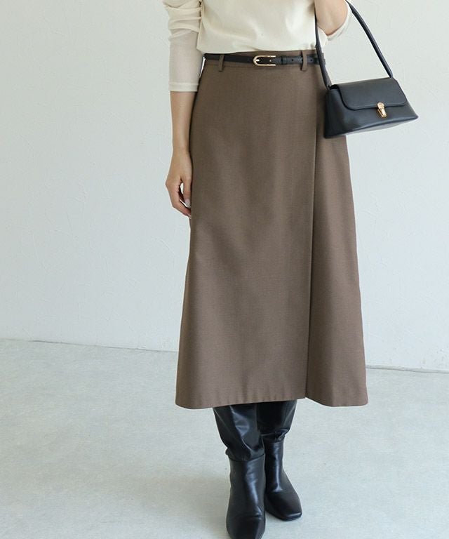 【ピエロ/Pierrot】のラップ風ナロースカート インテリア・キッズ・メンズ・レディースファッション・服の通販 founy(ファウニー) 　ファッション　Fashion　レディースファッション　Fashion for Women　スカート　Skirts　シンプル　Simple, Minimal　トレンド　Trend, Trending Now　フェミニン　Feminine, Girly　プチプライス・低価格　Affordable / Budget Price　ミドル　Middle Length, Mid Height　ラップ　Wrap, Wrap Design　ループ　Loop, Loop Knit　163cm / モカ / M|ID: prp329100004971933 ipo3291000000037283151