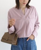 【ピエロ/Pierrot】のポケットノーカラースキッパーブラウス 163cm / グレイッシュピンク / M|ID: prp329100004971956 ipo3291000000037283249