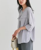 【ピエロ/Pierrot】のポケットノーカラースキッパーブラウス 162cm / アイスグレー / M|ID: prp329100004971956 ipo3291000000037283255
