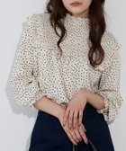 【ピエロ/Pierrot】のシャーリングフリルブラウス 166cm / ドット / エクリュ / M|ID: prp329100004971960 ipo3291000000037283274