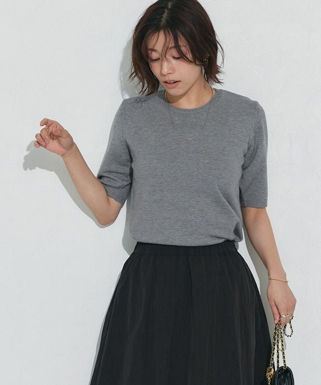 【ピエロ/Pierrot】のプレミアムカシミヤタッチ半袖ニット インテリア・キッズ・メンズ・レディースファッション・服の通販 founy(ファウニー) 　ファッション　Fashion　レディースファッション　Fashion for Women　トップス・カットソー　Cut & Sew Tops　ニット　Knit Tops & Sweaters　インナー　Innerwear　カーディガン　Cardigan, Knitwear　ジャケット　Jacket, Outerwear　プチプライス・低価格　Affordable / Budget Price　ベーシック　Basic, Essential　リラックス　Relax, Relaxed Fit　半袖　Short Sleeve, Half Sleeve　167cm / 杢チャコール / M|ID: prp329100004971971 ipo3291000000037283357