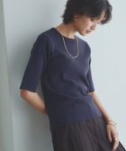 【ピエロ/Pierrot】のRASW ビスコース半袖リブニット 【Akaneさん着用アイテム】 166cm / ダークネイビー / M|ID: prp329100004971999 ipo3291000000037283473
