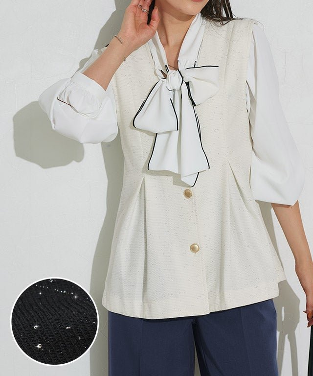 【ピエロ/Pierrot】の【アウトレットSALE!】ラメタックジレ インテリア・キッズ・メンズ・レディースファッション・服の通販 founy(ファウニー) 　ファッション　Fashion　レディースファッション　Fashion for Women　アウター　Coat / Outerwear Collection　トップス・カットソー　Cut & Sew Tops　ベスト&ジレ / 重ね着スタイル　Vests & Gilets　アウトレット　Outlet / Clearance　インナー　Innerwear　スパンコール　Sequins, Sequin Embellishment　トレンド　Trend, Trending Now　プチプライス・低価格　Affordable / Budget Price　ペプラム　Peplum, Flared Hem　ロング　Long, Long-Length　ラメタックジレ|ID: prp329100004972011 ipo3291000000037283535