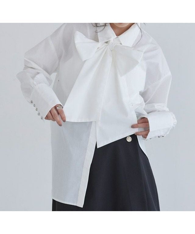 【ピエロ/Pierrot】のECLAM ロングカフスボウタイシャツ 大人の最旬トレンドファッション＆コーディネート founy(ファウニー) 　ファッション　Fashion　レディースファッション　Fashion for Women　トップス・カットソー　Cut & Sew Tops　シャツ・ブラウス・オフィスカジュアル　Elegant Blouses & Button-Ups　おすすめ　Recommended / Our Picks　カフス　Cuff Design　トレンド　Trend, Trending Now　プチプライス・低価格　Affordable / Budget Price　ベスト　Vest, Waistcoat　ロング　Long, Long-Length　 other-1|ID: prp329100004972027 ipo3291000000037283618