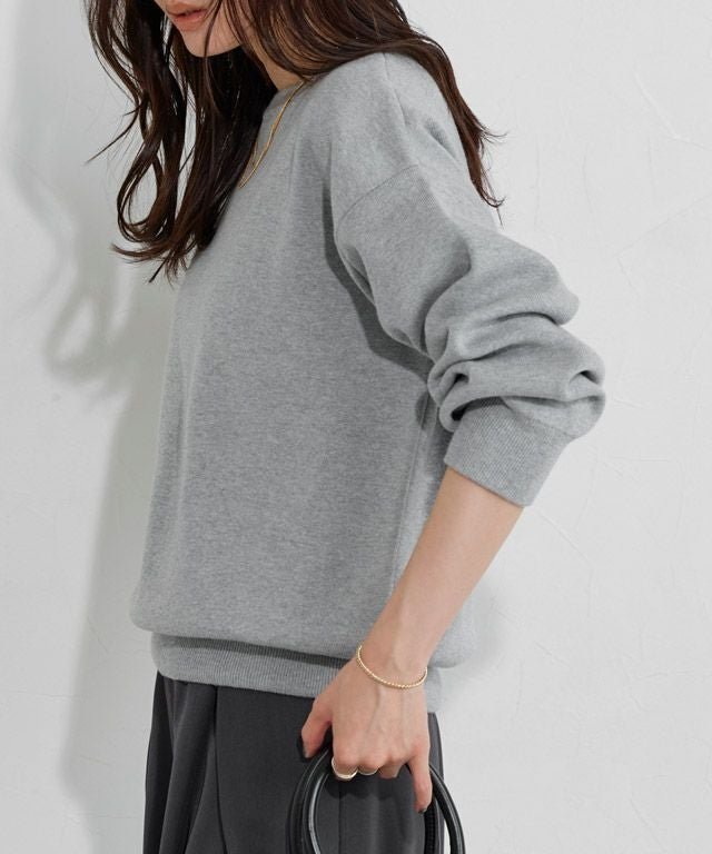 【ピエロ/Pierrot】の【コットンブレンド】スウェットライクニット インテリア・キッズ・メンズ・レディースファッション・服の通販 founy(ファウニー) 　ファッション　Fashion　レディースファッション　Fashion for Women　トップス・カットソー　Cut & Sew Tops　ニット　Knit Tops & Sweaters　レディースパーカー・カジュアルフーディー　Casual Hoodies & Sweatshirts　スウェット・クルーネックトップス　Sweatshirts & Crewnecks / Relaxed Fit Sweat Tops　ウォッシャブル　Machine Washable　シンプル　Simple, Minimal　プチプライス・低価格　Affordable / Budget Price　ベーシック　Basic, Essential　洗える　Machine Washable　167cm / 杢グレー / M|ID: prp329100004972037 ipo3291000000037283671