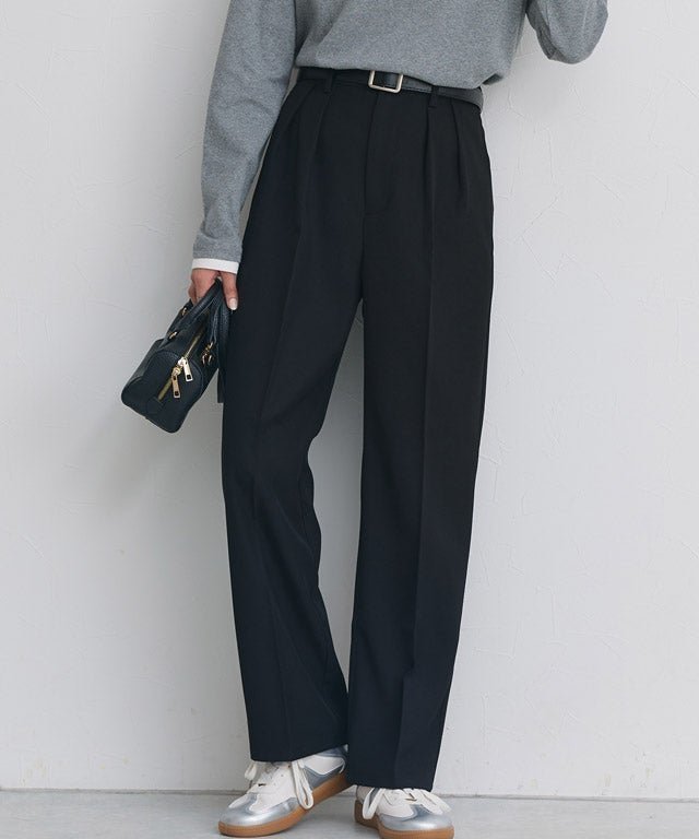 【ピエロ/Pierrot】のセンタープレスタックテーパードパンツ インテリア・キッズ・メンズ・レディースファッション・服の通販 founy(ファウニー) 　ファッション　Fashion　レディースファッション　Fashion for Women　パンツ　Pants & Trousers　送料無料　Free Shipping　センター　Center, Center Line　プチプライス・低価格　Affordable / Budget Price　エレガント 上品　Elegant　162cm / ブラック / M|ID: prp329100004972073 ipo3291000000037283834