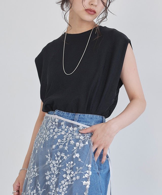 【ピエロ/Pierrot】のECLAM ショルダータックラメカットソー インテリア・キッズ・メンズ・レディースファッション・服の通販 founy(ファウニー) https://founy.com/ ファッション Fashion レディースファッション Fashion for Women トップス・カットソー Cut & Sew Tops カットソー・ベーシックTシャツ Cut-and-Sewn Tops / Stretch Tees & Basics インナー Innerwear キャミワンピース Cami Dress, Slip Dress ギャザー Gathered, Ruffled スリット Slit, Slit Detail デニム Denim, Jeans Material ビスチェ Bustier, Corset Top プチプライス・低価格 Affordable / Budget Price ワイド Wide, Wide Fit |ID: prp329100004972095 ipo3291000000037337363
