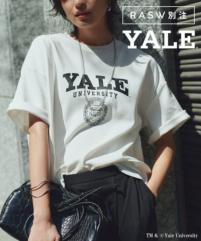 【ピエロ/Pierrot】のRASW 別注YALEエンブレムオーバーTシャツ 大人の最旬トレンドファッション＆コーディネート founy(ファウニー) 　ファッション　Fashion　レディースファッション　Fashion for Women　トップス・カットソー　Cut & Sew Tops　シャツ・ブラウス・オフィスカジュアル　Elegant Blouses & Button-Ups　ロングTシャツ・Tシャツ　Longline T-Shirts & Tees　おすすめ　Recommended / Our Picks　アイビー　Ivy Pattern　バランス　Balance, Style Balance　プチプライス・低価格　Affordable / Budget Price　リラックス　Relax, Relaxed Fit　エレガント 上品　Elegant　別注　Limited Edition, Custom Order　 other-1|ID: prp329100004972124 ipo3291000000037284022