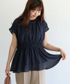 【ピエロ/Pierrot】の【A会場】【機能インナー付き】ウエストシャーリングシフォンブラウス 大人の最旬トレンドファッション＆コーディネート founy(ファウニー) ファッション Fashion レディースファッション Fashion for Women トップス・カットソー Cut & Sew Tops シャツ・ブラウス・オフィスカジュアル Elegant Blouses & Button-Ups 送料無料 Free Shipping インナー Innerwear カットソー Cut and Sewn Top シフォン Chiffon, Lightweight Fabric シャーリング Shirring, Ruched ドッキング Docking, Mixed Material プチプライス・低価格 Affordable / Budget Price ミックス Mix, Mixed Style 吸水 Absorbent, Quick-Dry 夏 Summer 抗菌 Antibacterial, Bacteria-Resistant thumbnail 157cm / ネイビー / M|ID: prp329100004972145 ipo3291000000037284110