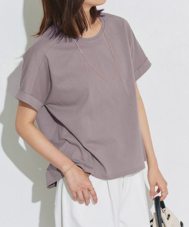 【ピエロ/Pierrot】の汗ジミ防止ターンバックオーバーTシャツ インテリア・キッズ・メンズ・レディースファッション・服の通販 founy(ファウニー) 　ファッション　Fashion　レディースファッション　Fashion for Women　トップス・カットソー　Cut & Sew Tops　シャツ・ブラウス・オフィスカジュアル　Elegant Blouses & Button-Ups　ロングTシャツ・Tシャツ　Longline T-Shirts & Tees　送料無料　Free Shipping　シンプル　Simple, Minimal　トレンド　Trend, Trending Now　プチプライス・低価格　Affordable / Budget Price　ボックス　Boxy, Box Shape　吸水　Absorbent, Quick-Dry　167cm / アッシュラベンダー / M|ID: prp329100004972159 ipo3291000000037284199