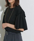 【ピエロ/Pierrot】のドライタッチフリルギャザースリーブTシャツ 大人の最旬トレンドファッション＆コーディネート founy(ファウニー) ファッション Fashion レディースファッション Fashion for Women トップス・カットソー Cut & Sew Tops シャツ・ブラウス・オフィスカジュアル Elegant Blouses & Button-Ups ロングTシャツ・Tシャツ Longline T-Shirts & Tees ギャザー Gathered, Ruffled フリル Frill, Ruffle フレア Flare, Flared プチプライス・低価格 Affordable / Budget Price 吸水 Absorbent, Quick-Dry 夏 Summer thumbnail 167cm / ブラック / M|ID: prp329100004972170 ipo3291000000037284258