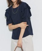 【ピエロ/Pierrot】のドライタッチラッフルフリルスリーブTシャツ 大人の最旬トレンドファッション＆コーディネート founy(ファウニー) ファッション Fashion レディースファッション Fashion for Women トップス・カットソー Cut & Sew Tops シャツ・ブラウス・オフィスカジュアル Elegant Blouses & Button-Ups ロングTシャツ・Tシャツ Longline T-Shirts & Tees シンプル Simple, Minimal プチプライス・低価格 Affordable / Budget Price 吸水 Absorbent, Quick-Dry 夏 Summer thumbnail 167cm / ネイビー / M|ID: prp329100004972171 ipo3291000000037284277