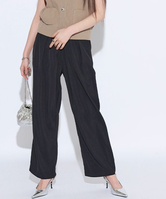 【ピエロ/Pierrot】のECLAM タックストレートパンツ インテリア・キッズ・メンズ・レディースファッション・服の通販 founy(ファウニー) 　ファッション　Fashion　レディースファッション　Fashion for Women　パンツ　Pants & Trousers　おすすめ　Recommended / Our Picks　カットソー　Cut and Sewn Top　ジャケット　Jacket, Outerwear　ストレート　Straight, Straight Cut　セットアップ　Set-Up, Coordinated Outfit　バランス　Balance, Style Balance　フロント　Front, Front Design　プチプライス・低価格　Affordable / Budget Price　166cm / ブラック / M|ID: prp329100004972184 ipo3291000000037284335