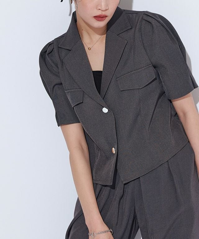 【ピエロ/Pierrot】のECLAM パフスリーブテーラードジャケット インテリア・キッズ・メンズ・レディースファッション・服の通販 founy(ファウニー) 　ファッション　Fashion　レディースファッション　Fashion for Women　アウター　Coat / Outerwear Collection　レディースジャケット・軽アウター　Jackets　テーラードジャケット / 通勤・きれいめスタイル　Tailored Jackets & Blazers　おすすめ　Recommended / Our Picks　シルバー　Silver, Metallic Silver　スタイリッシュ　Stylish, Fashionable　セットアップ　Set-Up, Coordinated Outfit　タンク　Tank Top, Sleeveless Top　デニム　Denim, Jeans Material　プチプライス・低価格　Affordable / Budget Price　166cm / チャコール / M|ID: prp329100004972199 ipo3291000000037284396